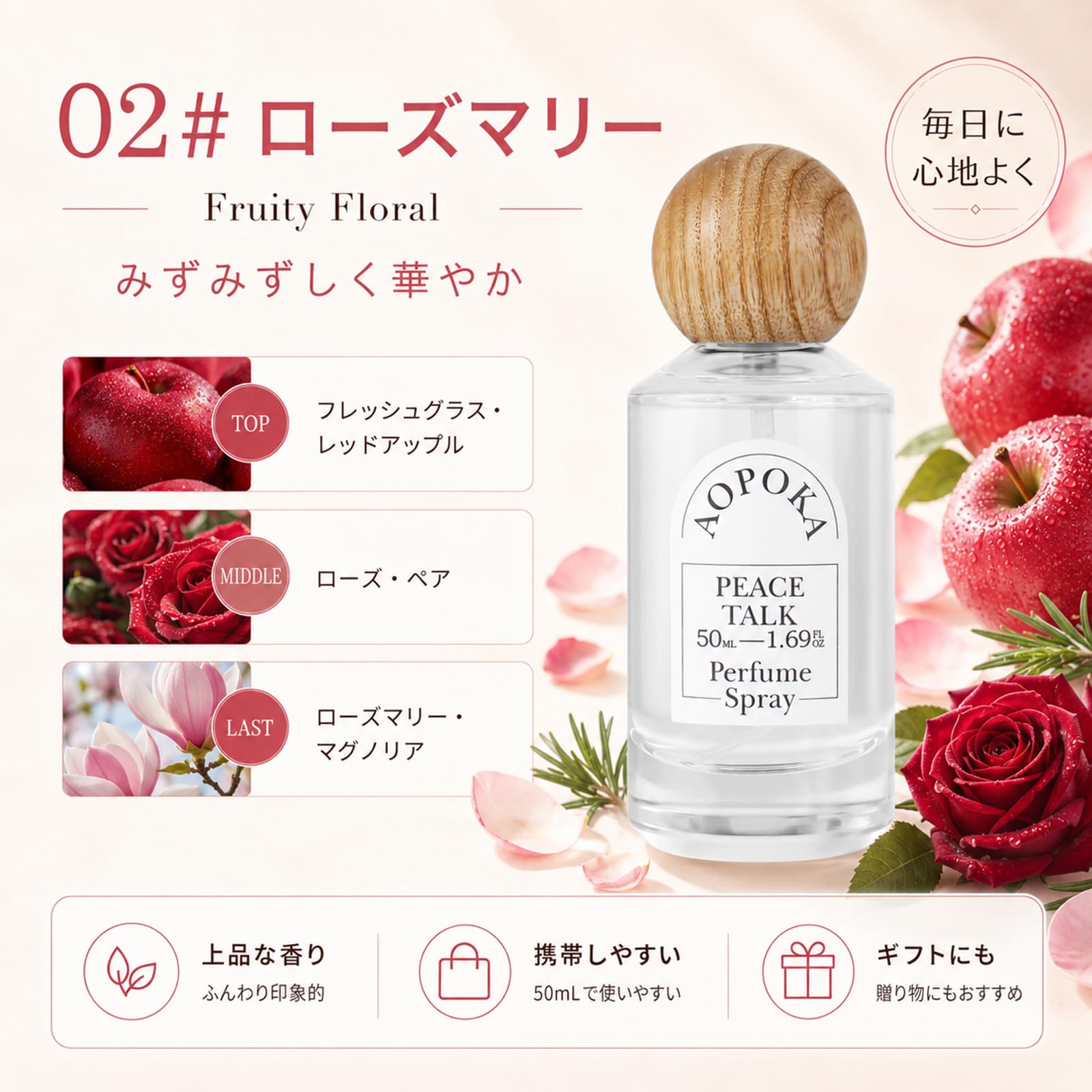 Amazon | KIADZIE レッドアップル ローズ 香水 ユニセックス